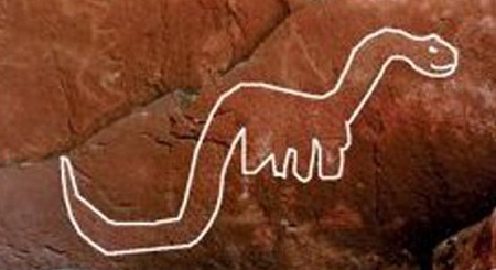 Sauropod dinosaur depicted in cave drawing